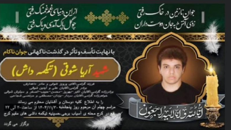 آریا شوقی تکمه‌داش ۱۷ساله